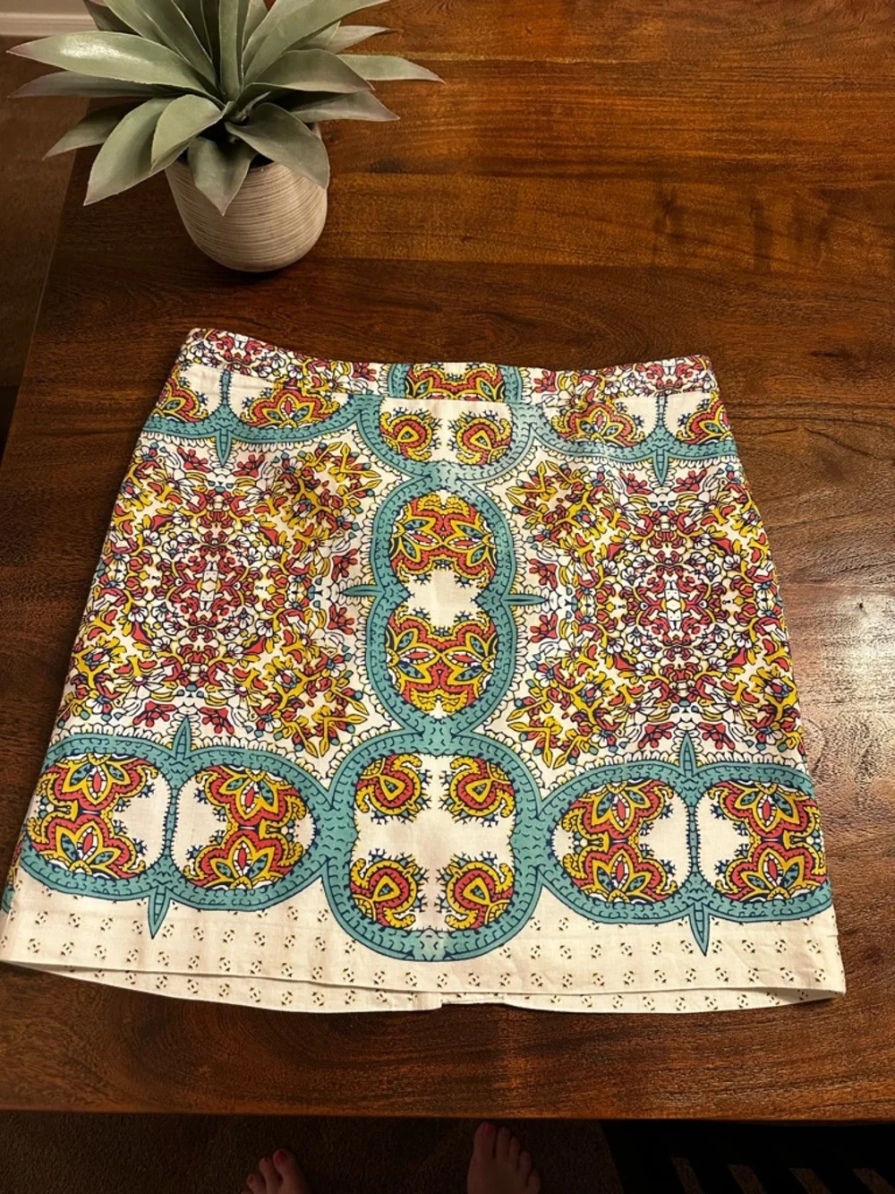 Lucy & Laurel Turquoise and Multi-Color Printed Mini Skirt Anthropologie - Picture 2 of 4
